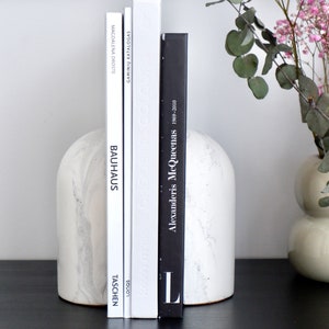 Black and White Marble effects Bookends • Minimalist Shelf Decor • Modern Marble Look •Sculptural Gift for Home or Office