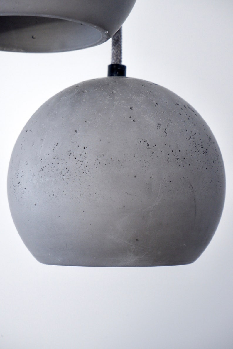 Round hanging lamp, grey pendant lamp from plaster image 2