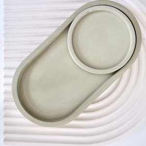 Set di vassoi in gesso – Vassoi moderni per oggetti vari e gioielli, decorazioni verde salvia, bianco e nero, piattino portachiavi