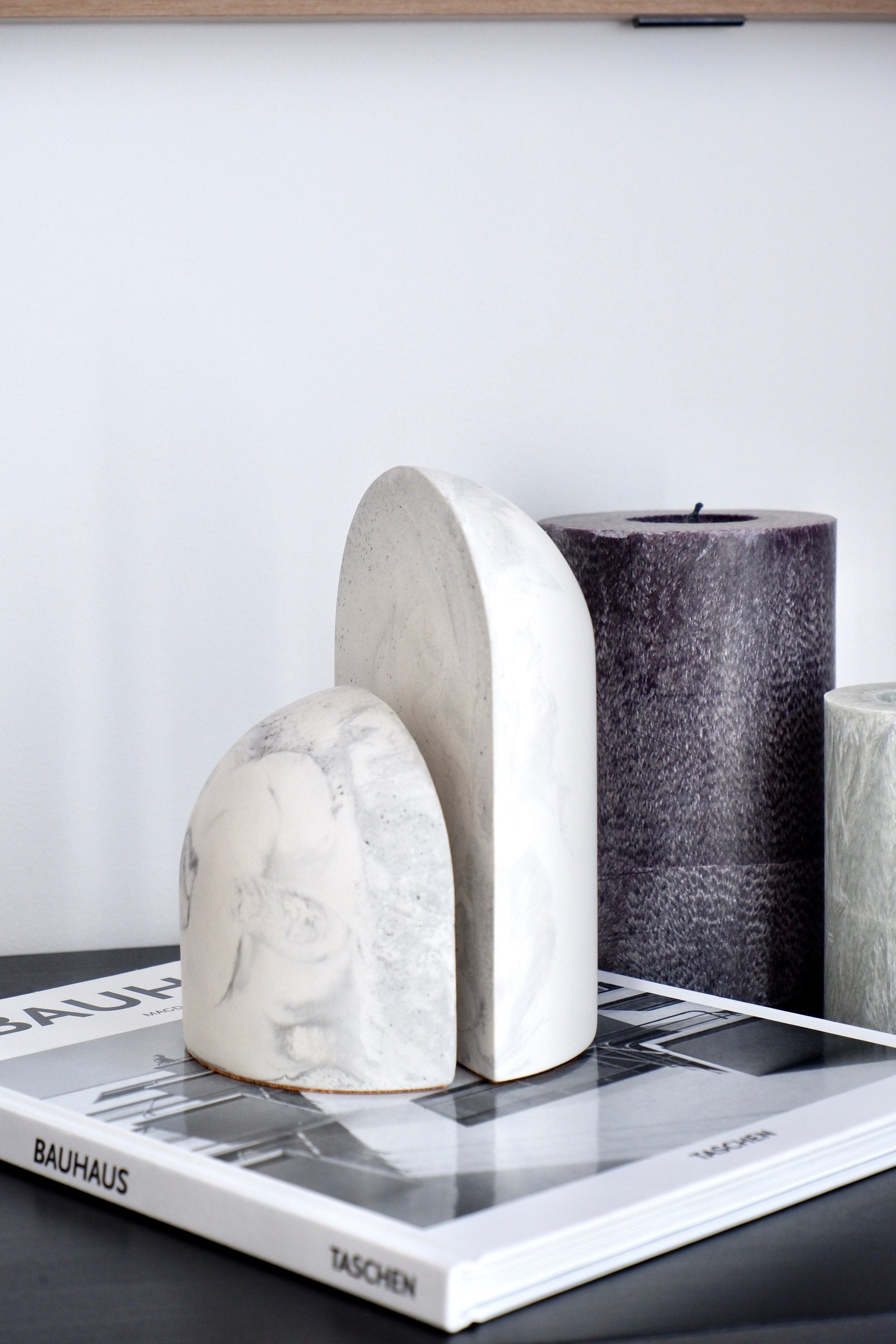 Unique Marble Bookends Set, Decorative Bookends, Minimalist Desk Accessories