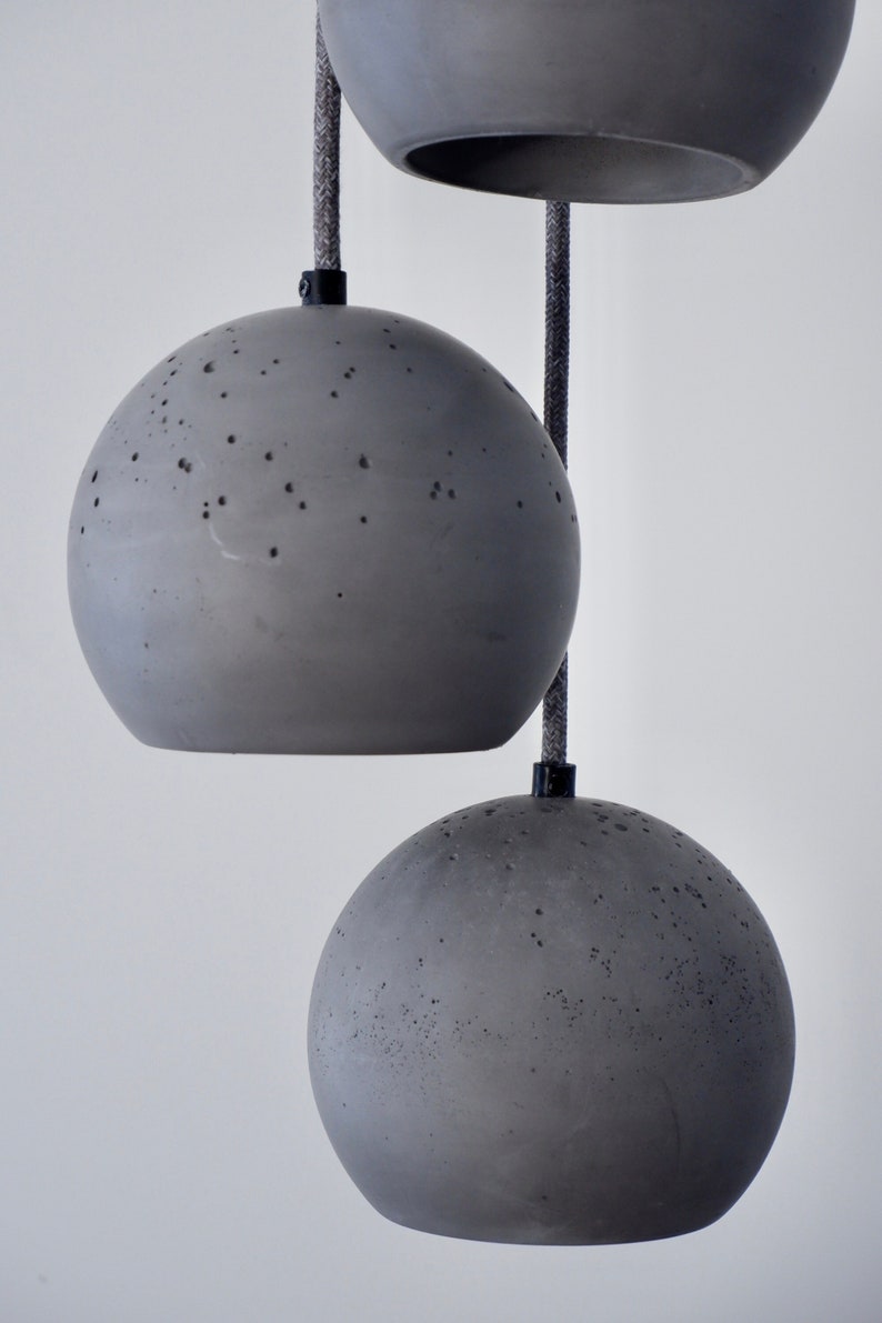 Round hanging lamp, grey pendant lamp from plaster image 1