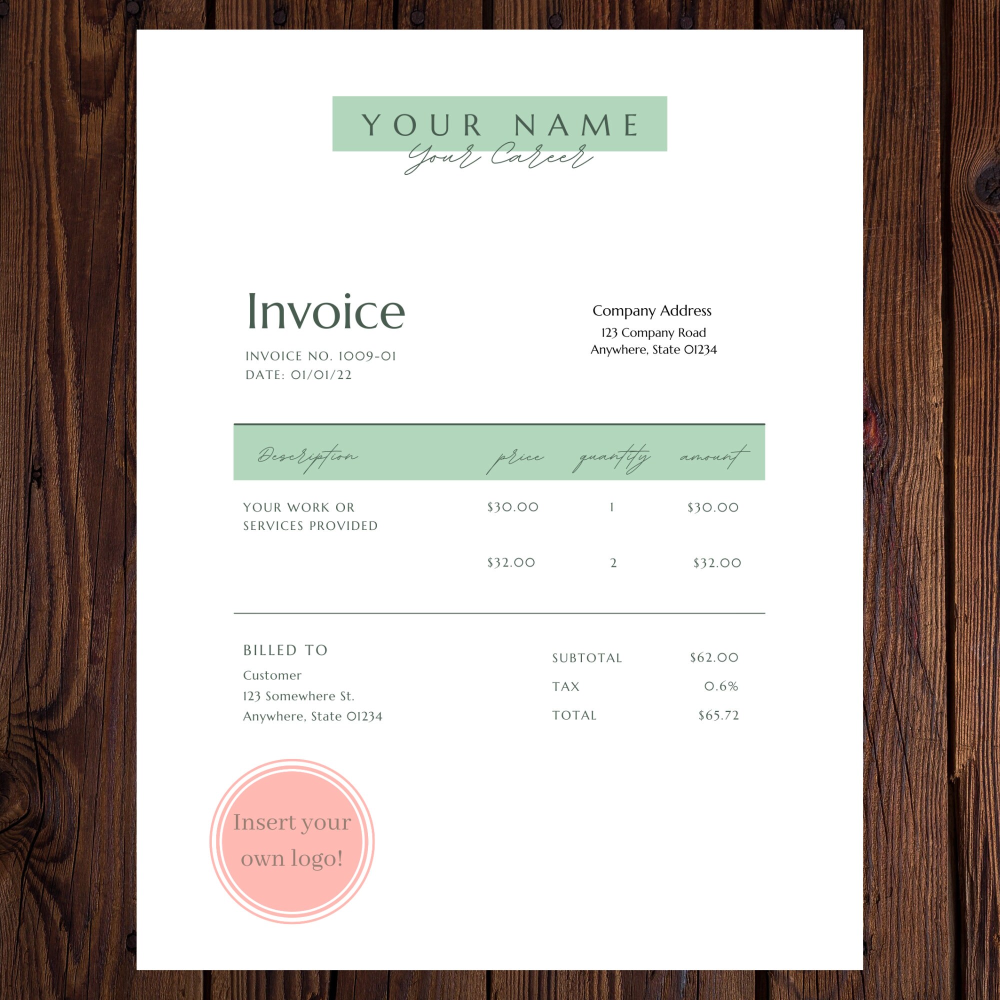 Simplistic Invoice Picture Simplistic Elegance, Fillable Invoice Form, Small Business Form ...