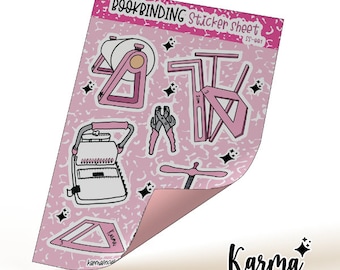 Bookbinding PINK sticker sheet to print - not editable