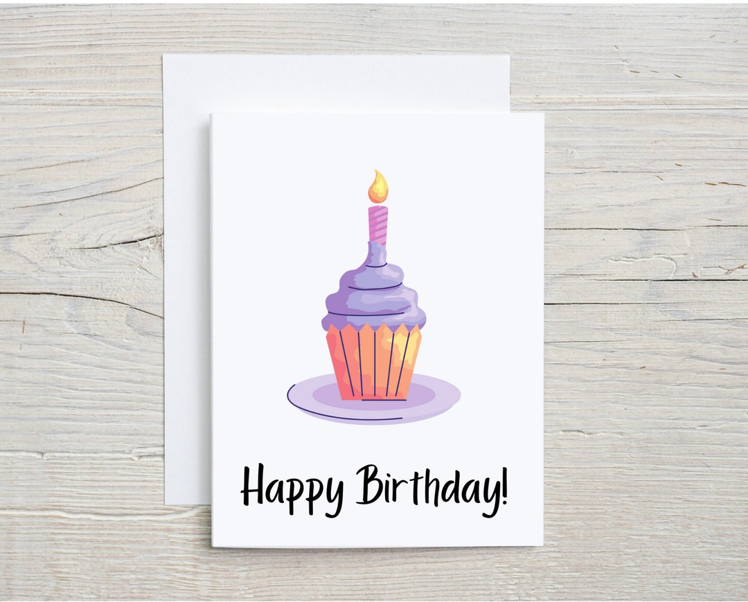 Printable Birthday Card Happy Birthday Card Cupcake Card Etsy Printable Birthday Card Happy Birthday Card Cupcake Card Etsy