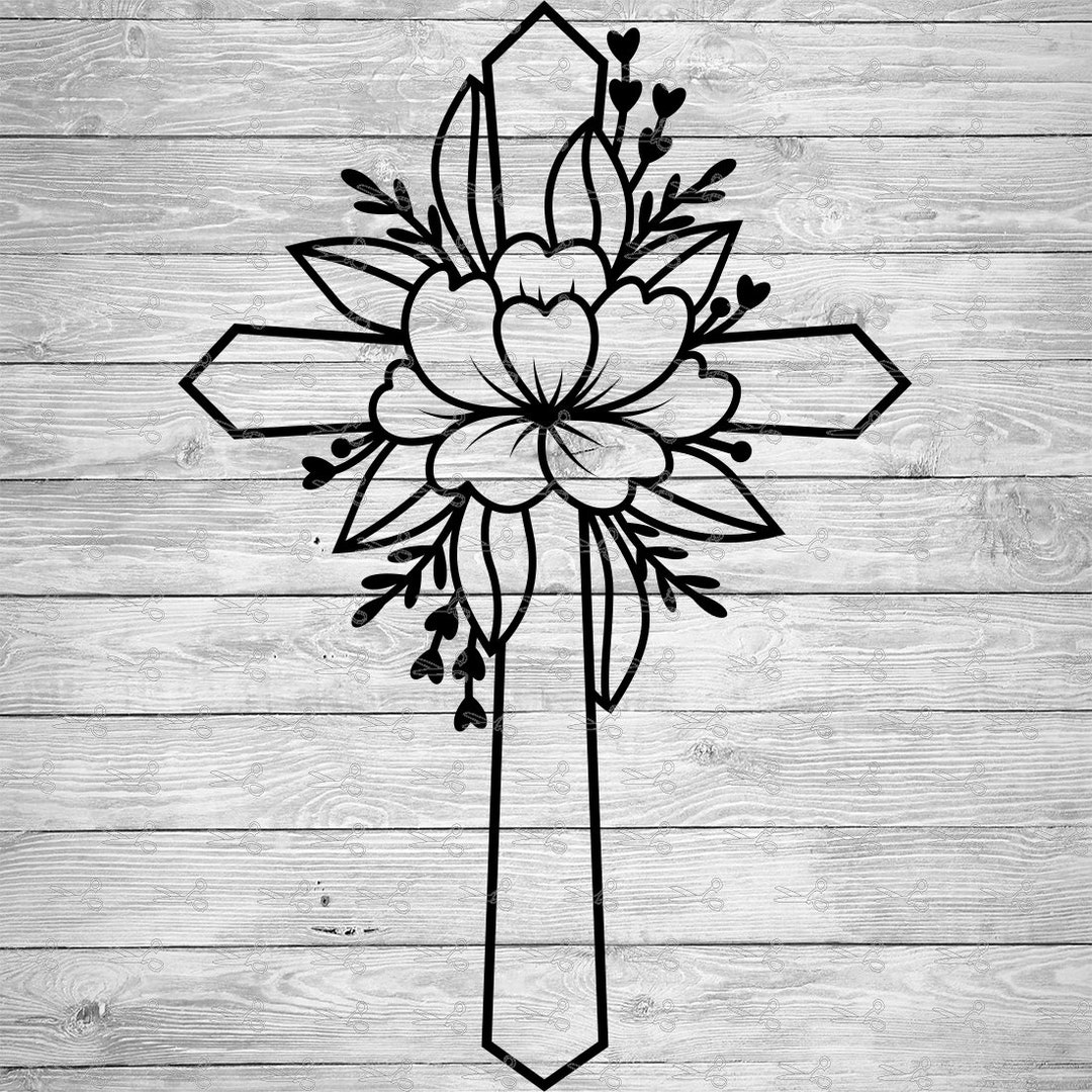 Floral Cross SVG, EPS &PNG Files - Etsy