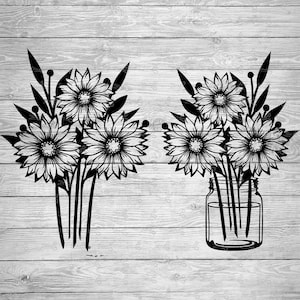Sonnenblumen in Vase SVG, EPS & PNG Dateien