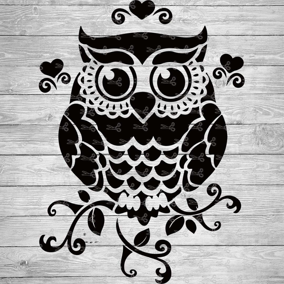 Owl With Hearts SVG, EPS &PNG Files - Etsy