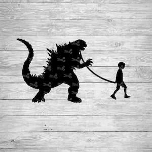 Boy walking Giant Lizard Decal