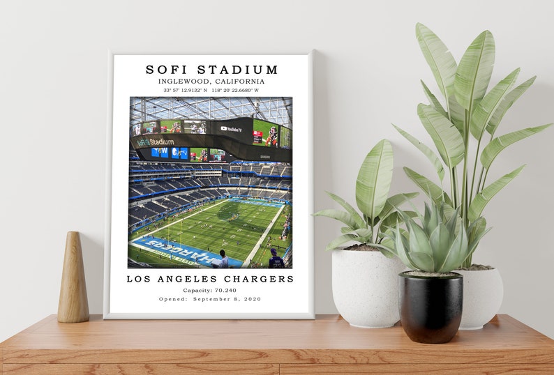 Sofi Stadium Poster Los Angeles Chargers Wall Art Digital Etsy