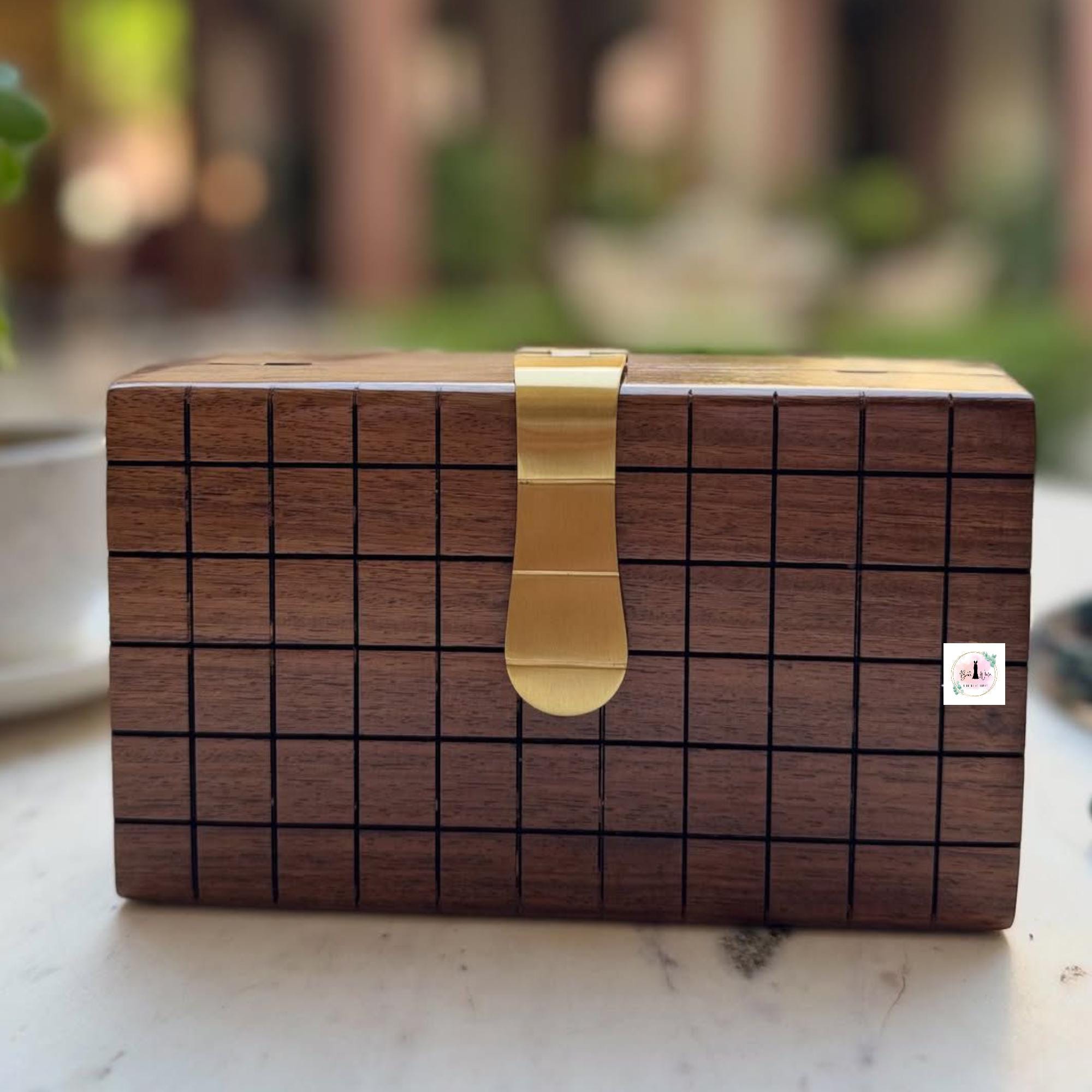 TIMMY WOODS 木製　バック　パーティーバック Vintage Timmy Woods Beverly Hills Hand Carved Acacia Wood Handbag