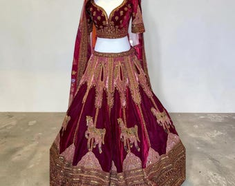 Marwar couture bridal lehenga peacock design