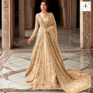 Pakistani Anarkali Bridal Dress Customise size and color