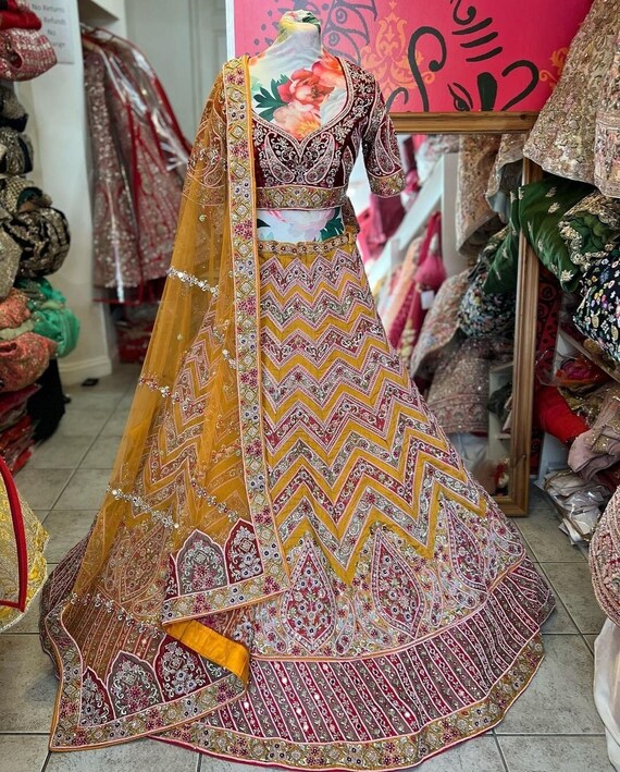 Alia Bhatt wore a Manish Malhotra patchwork lehenga for her mehendi