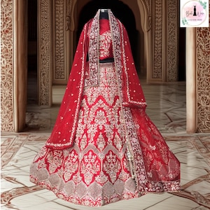 sabyasachi silk red designer bridal lehenga choli