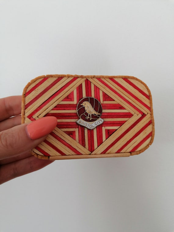 matchstick tobacco tins Matchstick Hand Crafted Bristol City Football BCFC Robins Vintage 70s Badge  on a Small Storage Trinket 1oz Tobacco Tin