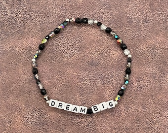 Pulsera de palabras - Dream Big - Inspiradora - Pulseras motivacionales-Pulsera apilable - Regalo - Pulsera de cuentas