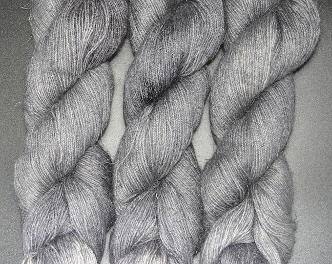 Dude Grey - Alpaca Linen Tussah Silk Fingering Hand Dyed Yarn