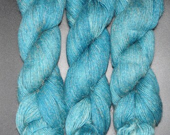 Frosted Spruce - Alpaca Linen Tussah Silk Fingering Hand Dyed Yarn