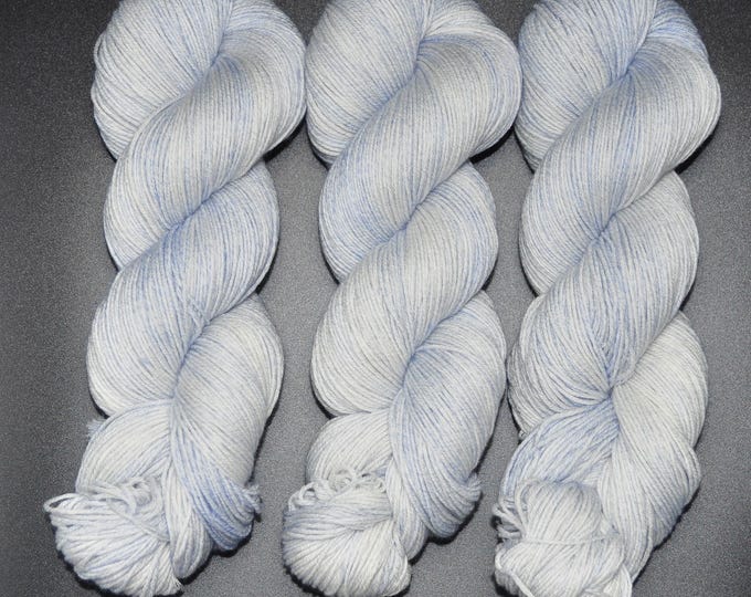 Ice Blue - Merino Cotton Fingering Hand Dyed Yarn