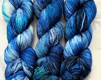 Tyndall Blue - Merino Cashmere Nylon Fingering Hand Dyed Yarn