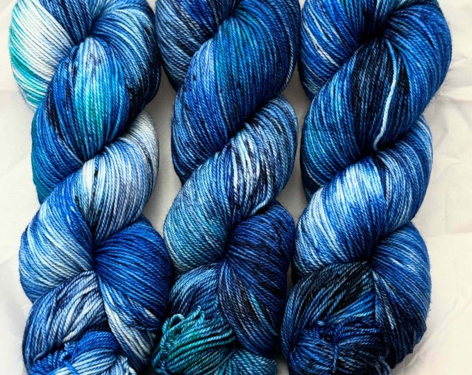 Tyndall Blue - Merino Cashmere Nylon Fingering Hand Dyed Yarn