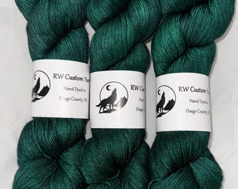 Racing Green - Alpaca Silk Cashmere Fingering Hand Dyed Yarn