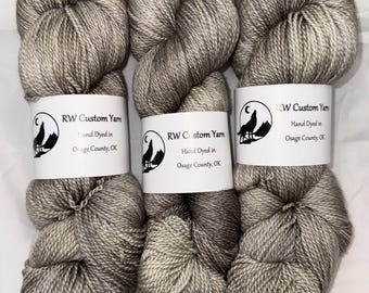Grey Tabby - Merino Silk Cashmere Fingering Hand Dyed Yarn