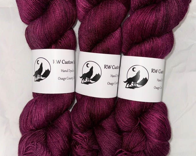 Black Cherry - Alpaca Silk Cashmere Fingering Hand Dyed Yarn