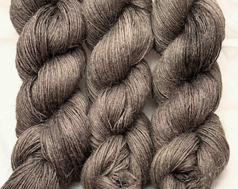 Black Walnut - Alpaca Linen Tussah Silk Fingering Hand Dyed Yarn