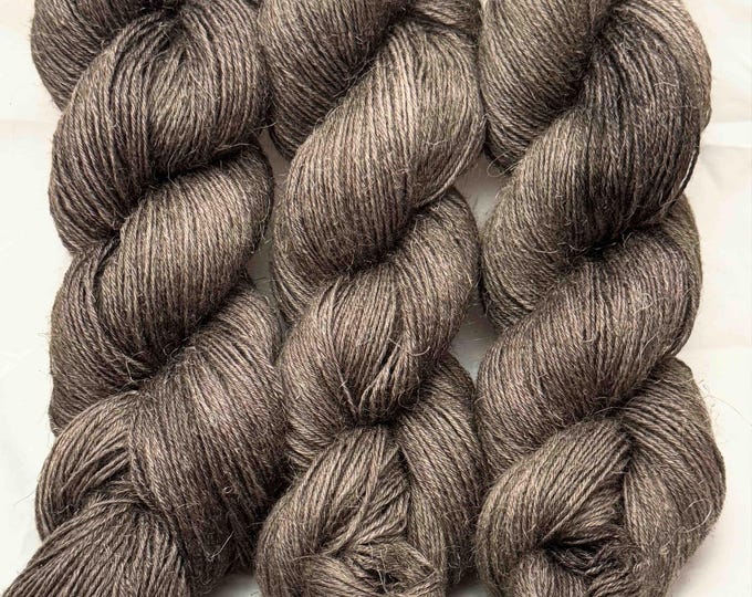 Black Walnut - Alpaca Linen Tussah Silk Fingering Hand Dyed Yarn