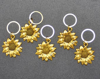 Stitch Markers - Gold Sunflower