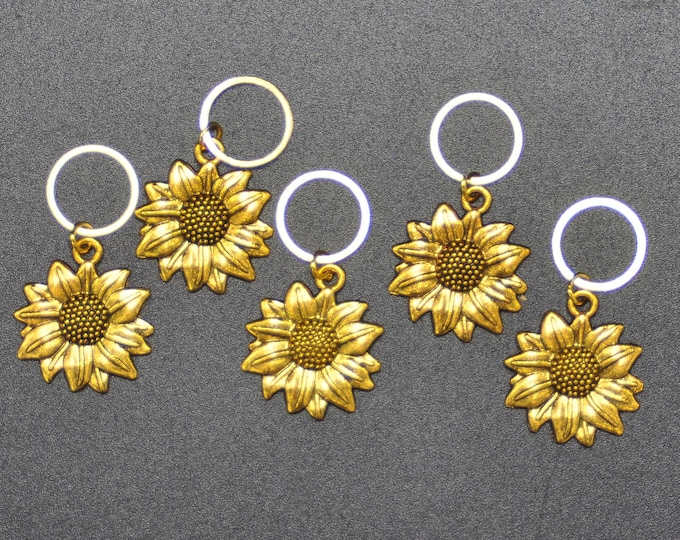 Stitch Markers - Gold Sunflower