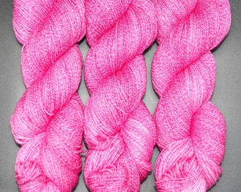 Cherry Pink - Merino Cotton Fingering Hand Dyed Yarn