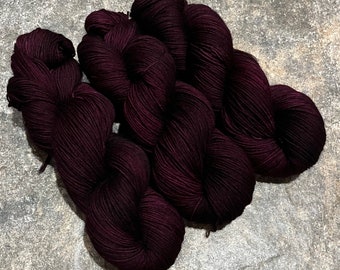 Black Cherry - Polwarth Fingering Hand Dyed Yarn