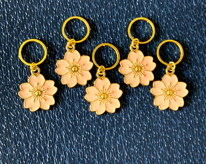 Stitch Markers - Cherry Blossom Flower