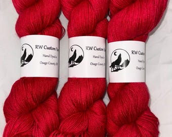 Ruby - Alpaca Silk Cashmere Hand Dyed Fingering Yarn