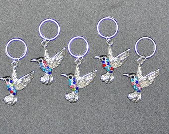 Stitch Markers - Silver Hummingbird