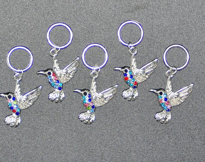 Stitch Markers - Silver Hummingbird