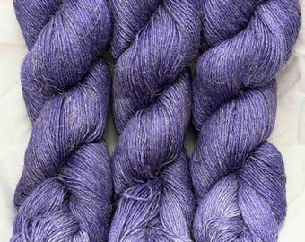 Bellflower - Alpaca Linen Tussah Silk Fingering Hand Dyed Yarn