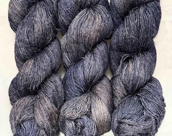 Dude Blue - Alpaca Linen Tussah Silk Fingering Hand Dyed Yarn