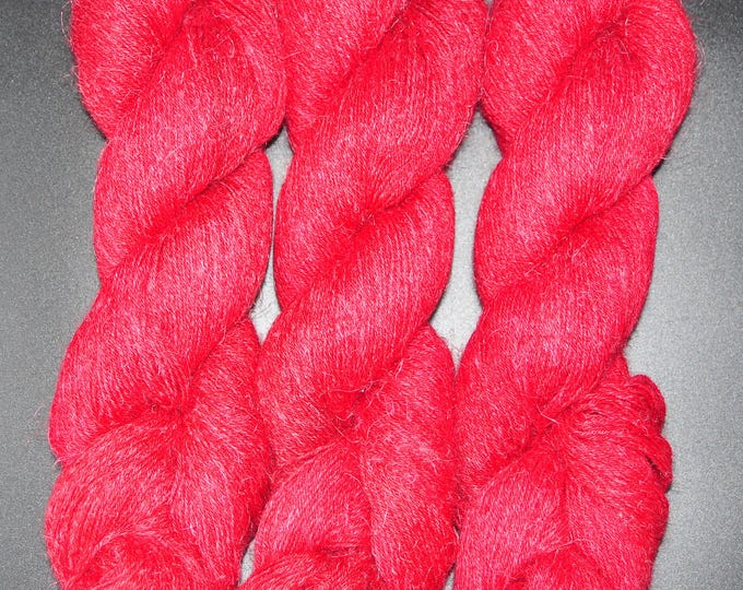 Ruby - Alpaca Linen Tussah Silk Fingering Hand Dyed Yarn