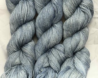 Blue Jeans - Alpaca Linen Tussah Silk Fingering Hand Dyed Yarn