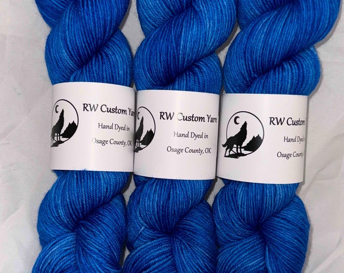 Cobalt -  50 GRAM Merino Nylon Fingering Hand Dyed Yarn