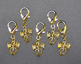 Stitch Markers - Gold Dragon