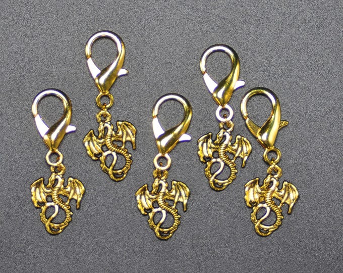 Stitch Markers - Gold Dragon