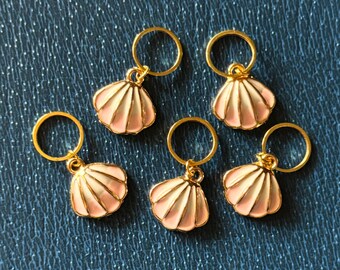 Stitch Markers - Pink/White Seashell