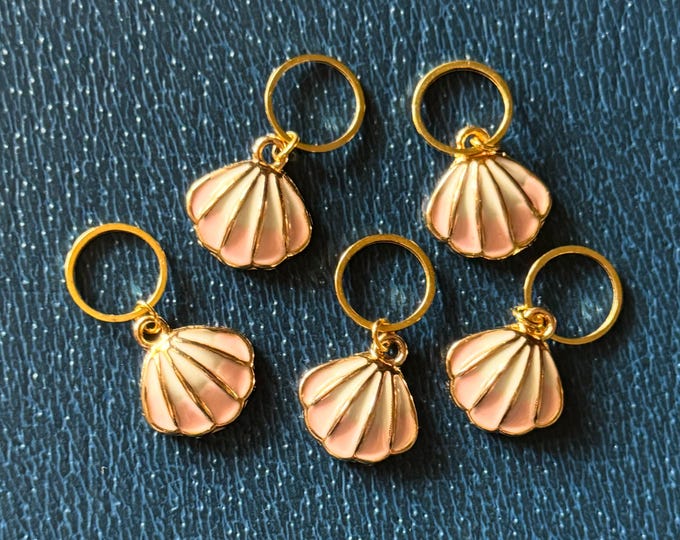 Stitch Markers - Pink/White Seashell
