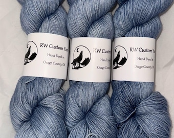 Blue Jeans - Alpaca Silk Cashmere Fingering Hand Dyed Yarn