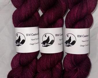 Black Cherry -  50 GRAM Merino Nylon Fingering Hand Dyed Yarn