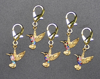 Stitch Markers - Gold Hummingbird
